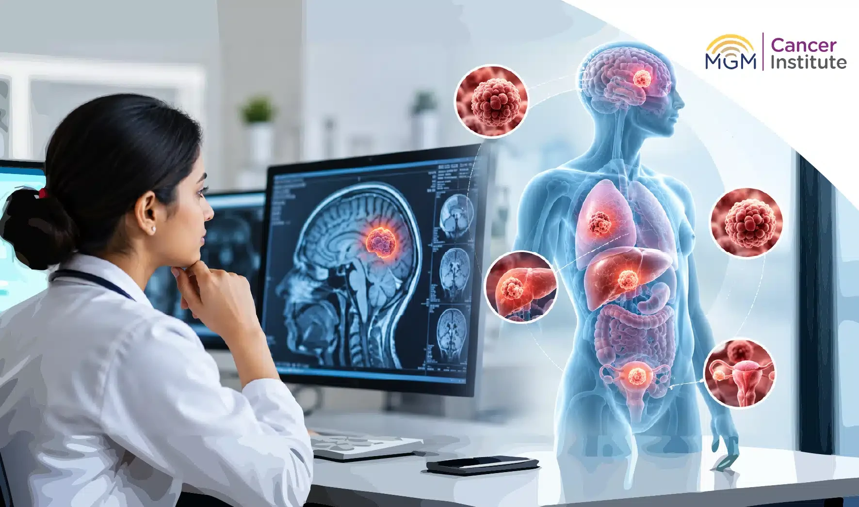 What is a tumour showing benign and malignant tumour types